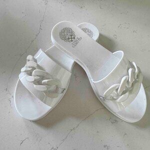 Vince Camino Erdendi White Pool Slide Jelly Chunky Chain Sandals Womens SZ 7